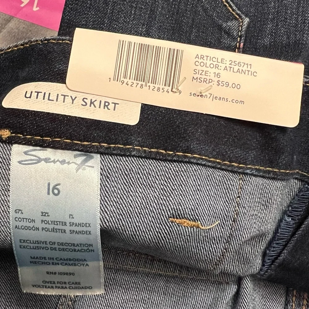 Seven7 jean utility skirt cotton twill pockets Atlantic Wash blue size 16 NWT - Picture 8 of 8